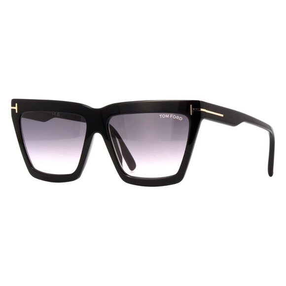 A0914Z New TOM FORD Eden Black Square FT1110/S 01B Sunglasses Women - Picture 1 of 4